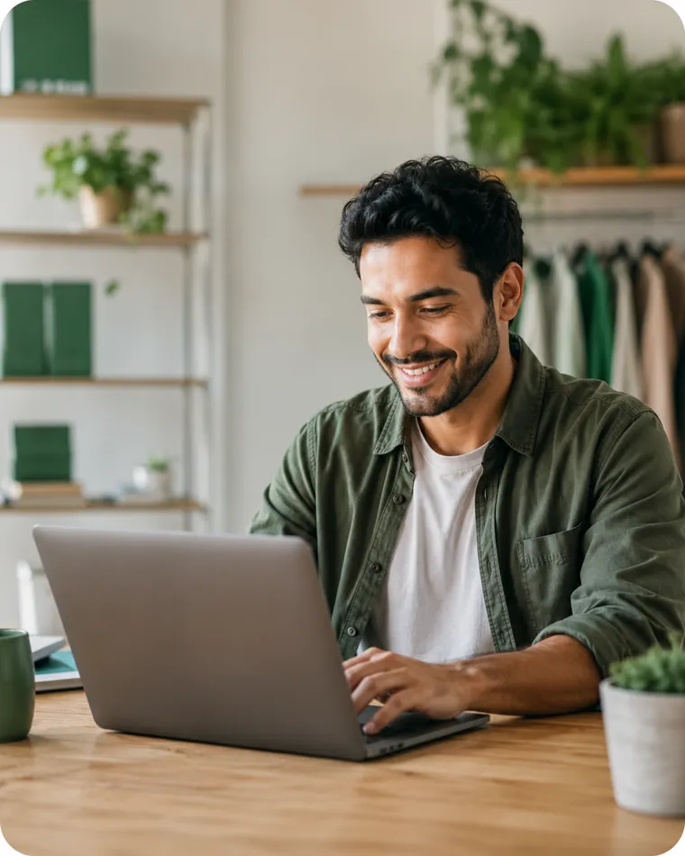 Dono de microempresa acompanhando as finanças no Lyno
